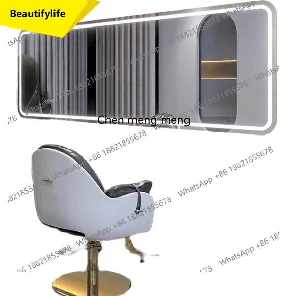01A Barber shop mirror table hair salon special single-sided double-sided floor mirror table barber shop special hair salon