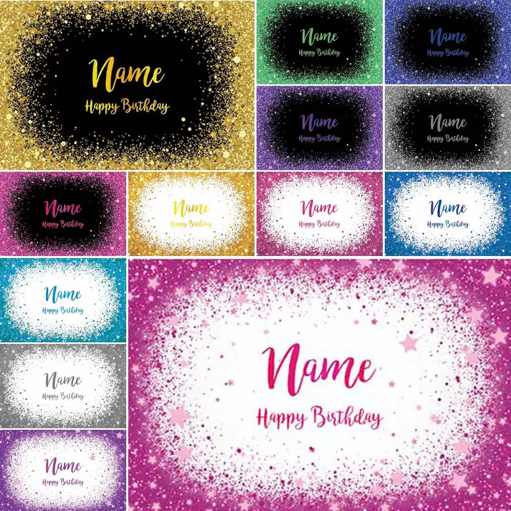 MOON.QG Adult Birthday Party Decoration Backdrop Shimmer Glitter Star Wall Background Custom Personalized Poster for Women Men