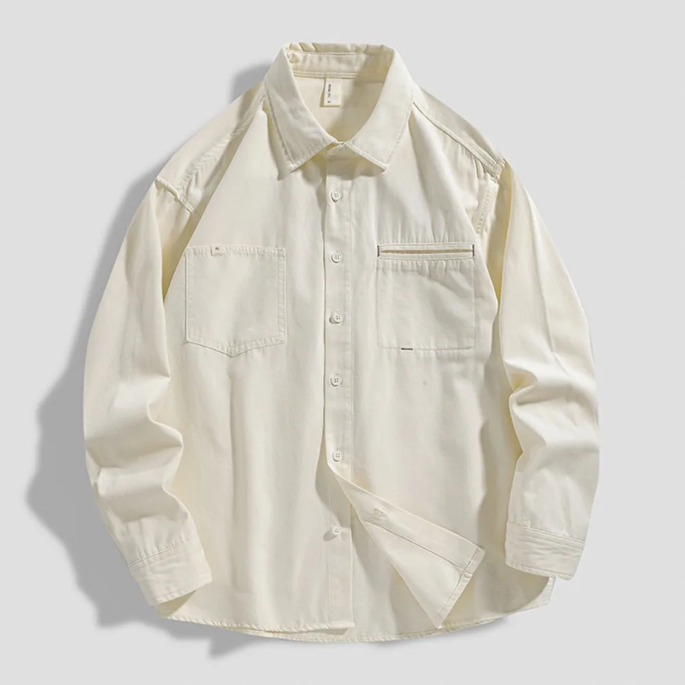 New retro cotton shirt for men's work shirt long-sleeved jacket loose casual and versatile