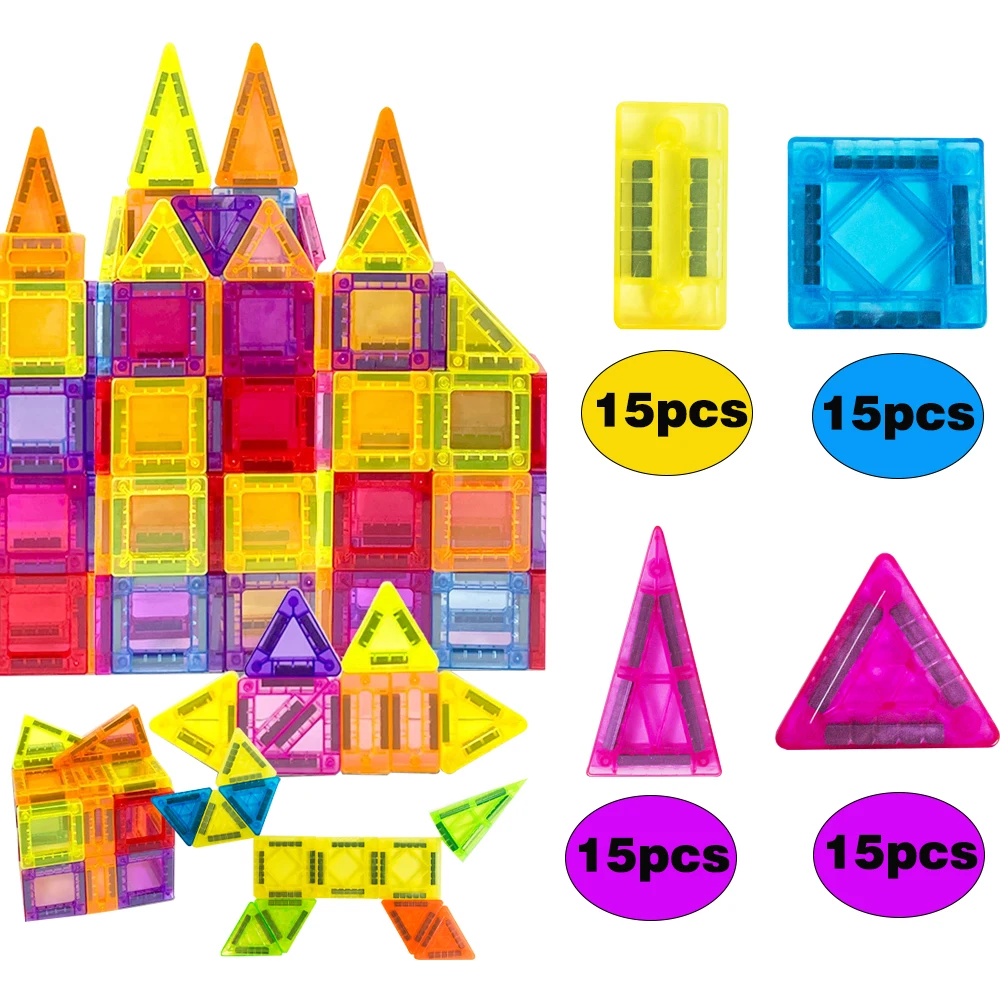 Ensemble d'extension magnétique pour carreaux magnétiques, blocs de Construction, ensemble de démarrage de tige de Construction pour enfants âgés de 3 ans et plus, garçons et filles