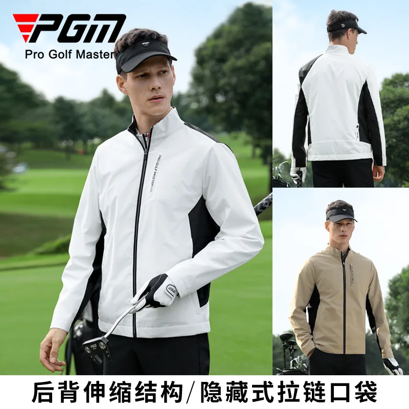 PGM2025 Mens Golf Windbreaker Waterproof Stand Collar Jacket Autumn Winter Training Wear