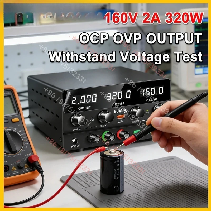 KUAIQU 160V 2A 320W Withstand Voltage Test Power Supply OCP OVP Lab DC Switching Source 30V 10A Adjustable Regulator Stabilizer