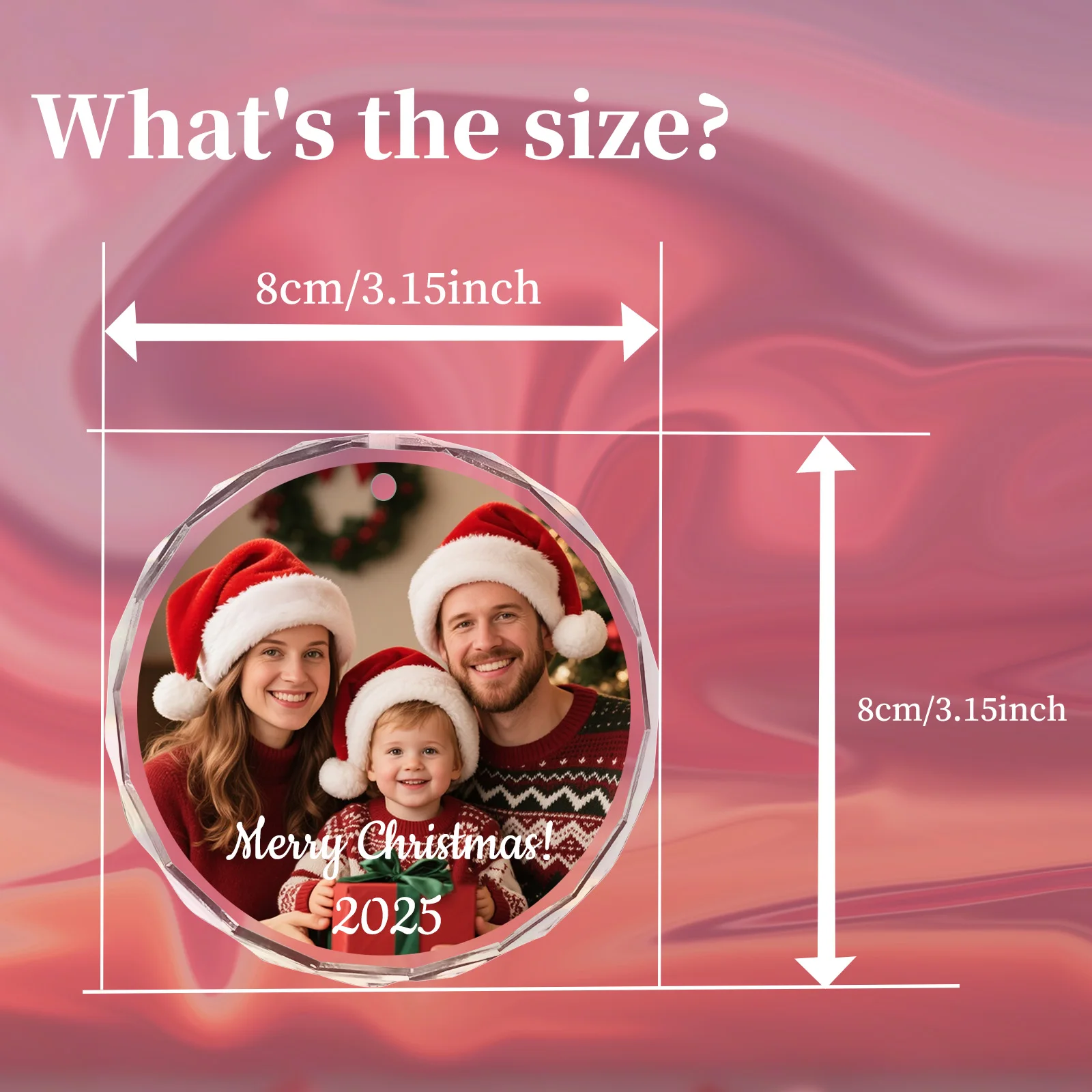 زخرفة صور عيد الميلاد المخصصة ، هدية عيد الميلاد الشخصية للعائلة تذكار شجرة كرة زجاجية ديكور 2025 هدية الذكرى السنوية المنزلية
