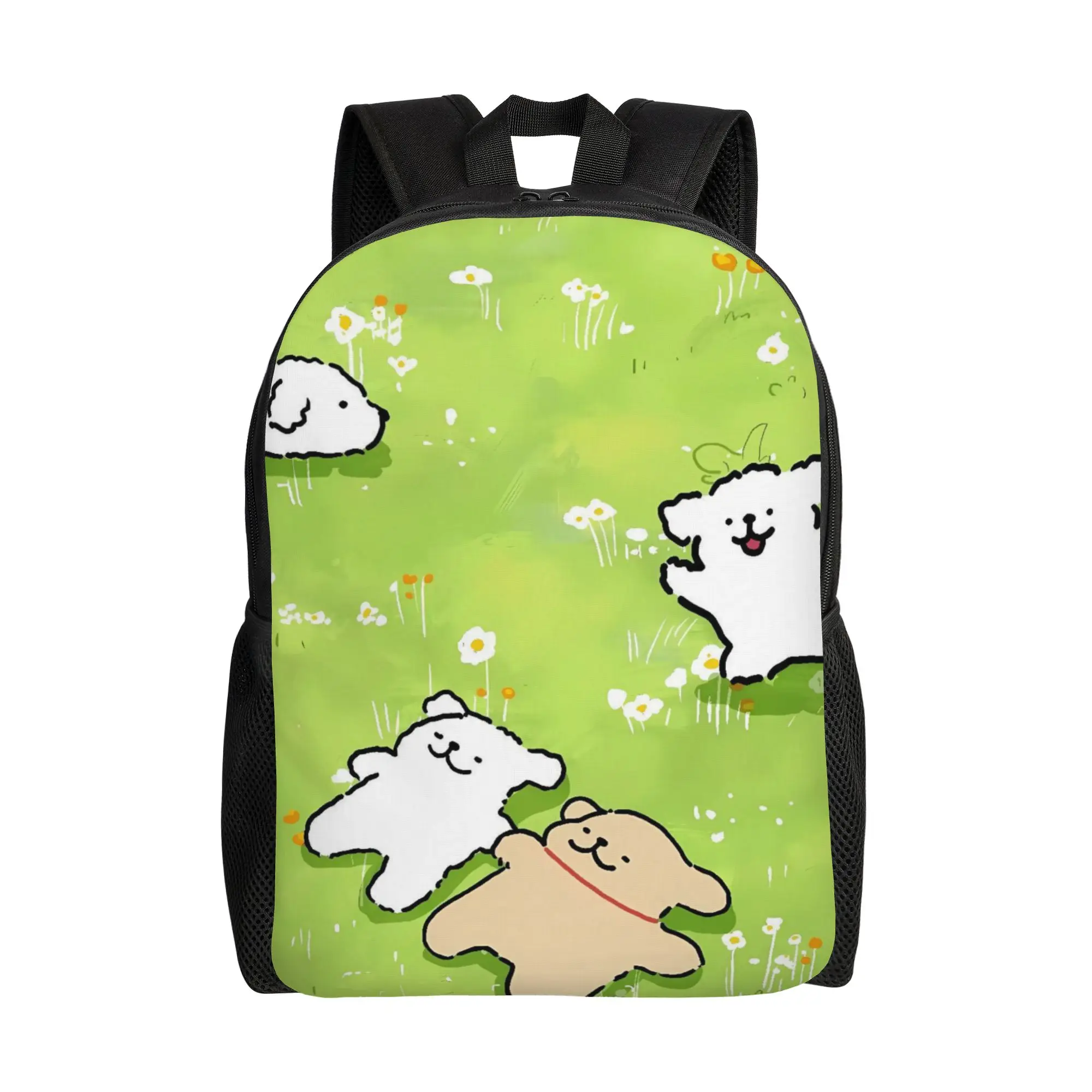 Line Dog  Backpack  Student Unisex Polyester Camping Backpacks Breathable Aesthetic School Bags Rucksack