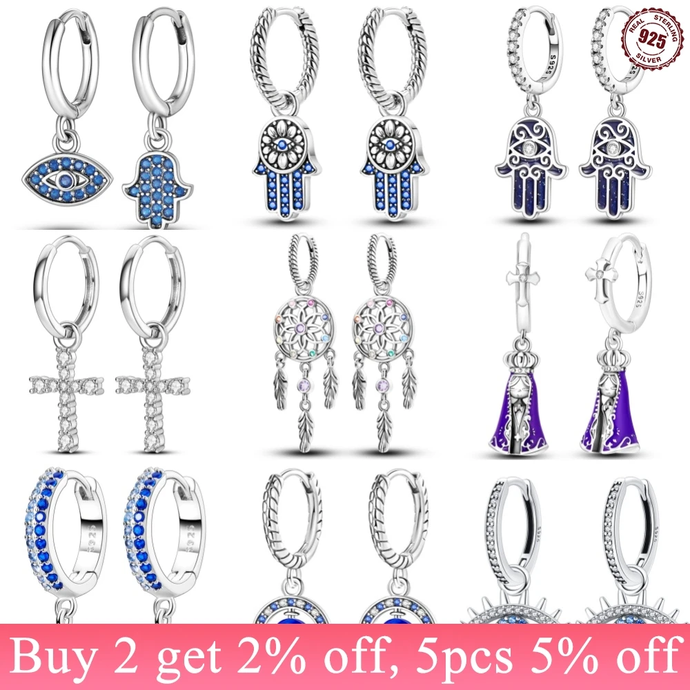 925 Sterling Silver Religious Symbols Series Drop Earrings For Woman Fashion Party Fine Gifts Elegant S925 Jewelry Accessories