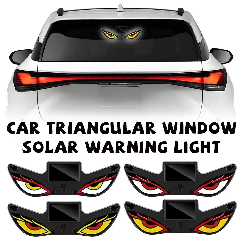 Solar LED Dynamic Demon Eyes Car Warning Light, Neon Light Car Decoration Rear Windshield Atmosphere Lights Car Accessories