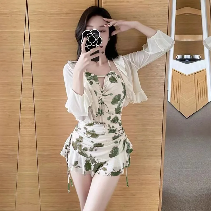 

2025 New Pure Desire Sle Women's Swimsuit with Cover up Belly Concealing Sexy Bal Summer Swimwear Long Sve Surf Suit