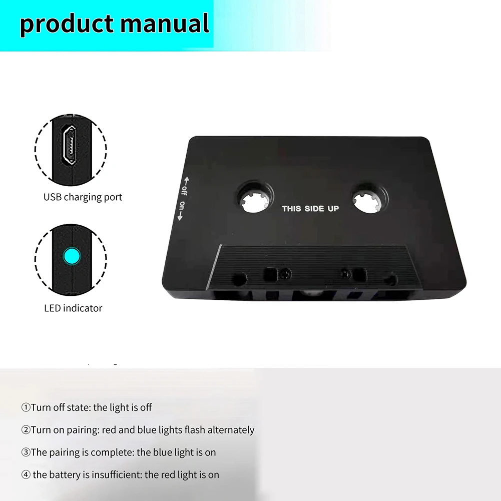 Wireless Bluetooth 5.0 Converter Car Tape AAC MP3 SBC AUX HIFI Stereo Bluetooth Audio Cassette Player For AUX Adapter With Mic