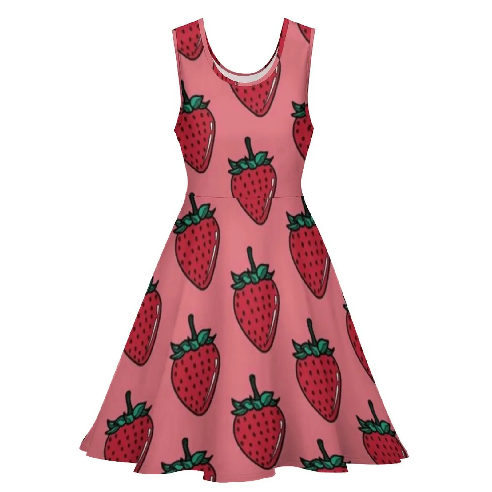 STRAWBERRY TEA ROSE Dress Fruit Hot Day Dresses Female Patterns Pretty One-Piece Dress