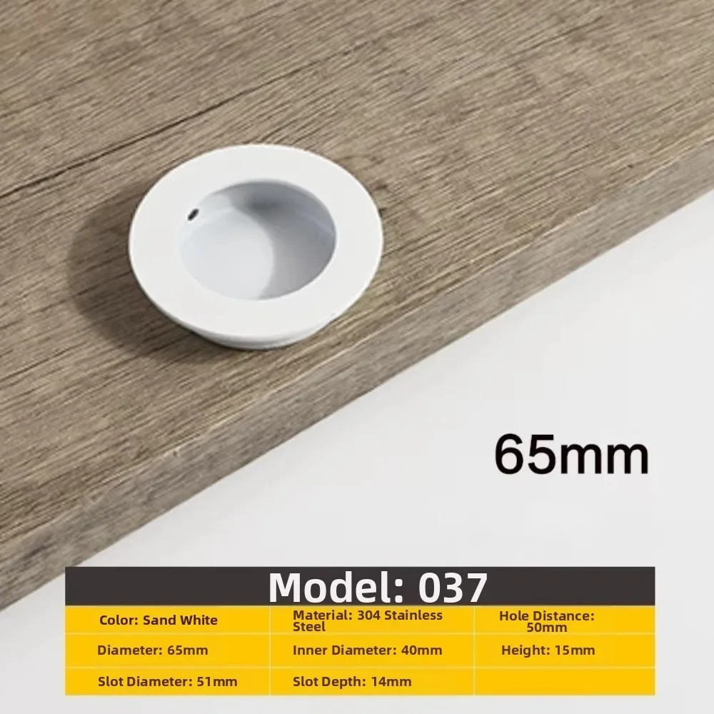 Stainless Steel Recessed Door Handle Round Shape Concealed Installation Embedded Door Knob Flush Mount Furniture Handles