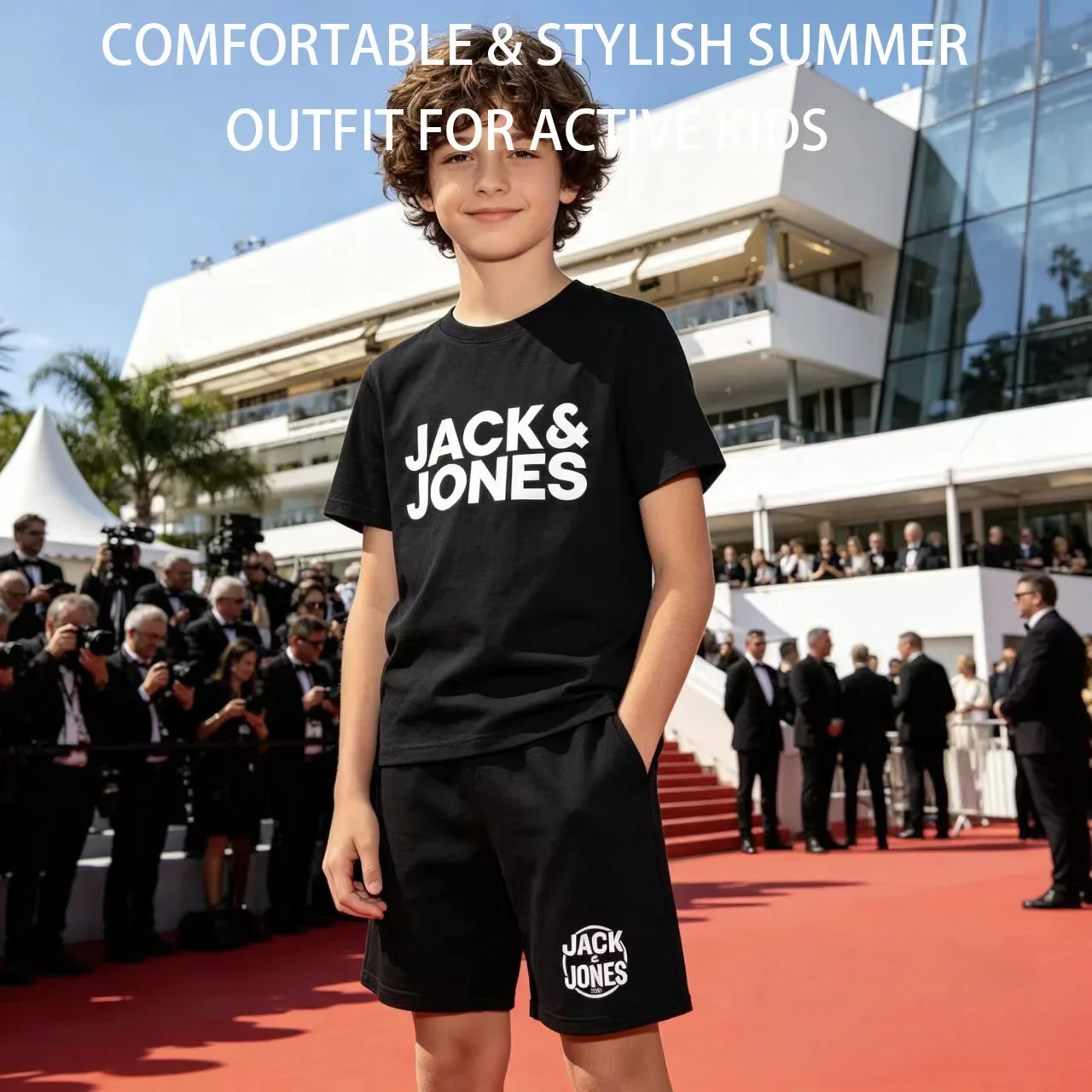 

Kids Trendy Simple Letter Print Summer Fashion Breathable Tees+Shorts 2pcs Sportsuits 4-13 Years Boys Girls Outfits Clothes Sets