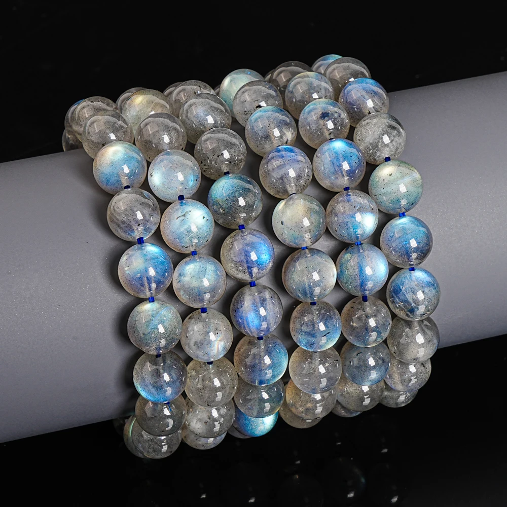 

10mm Natural Gray Labradorite Loose Beads Strong Flash for Statement Jewelry Making DIY Bracelet Accessories