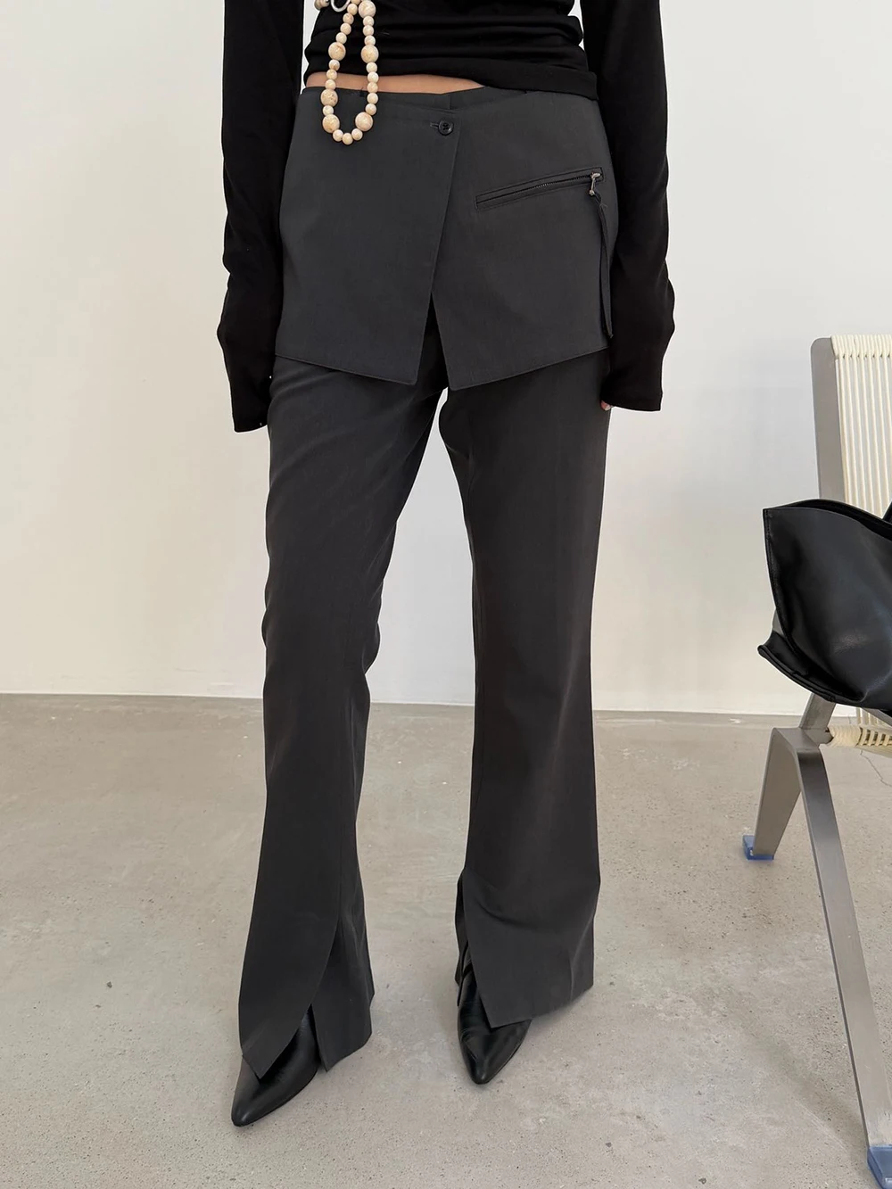 

Waiore2026 Spring New Design Women's Two-Piece Set High Waist Slimming Long Pants Korean Style Commute Cotton Blend Trousers