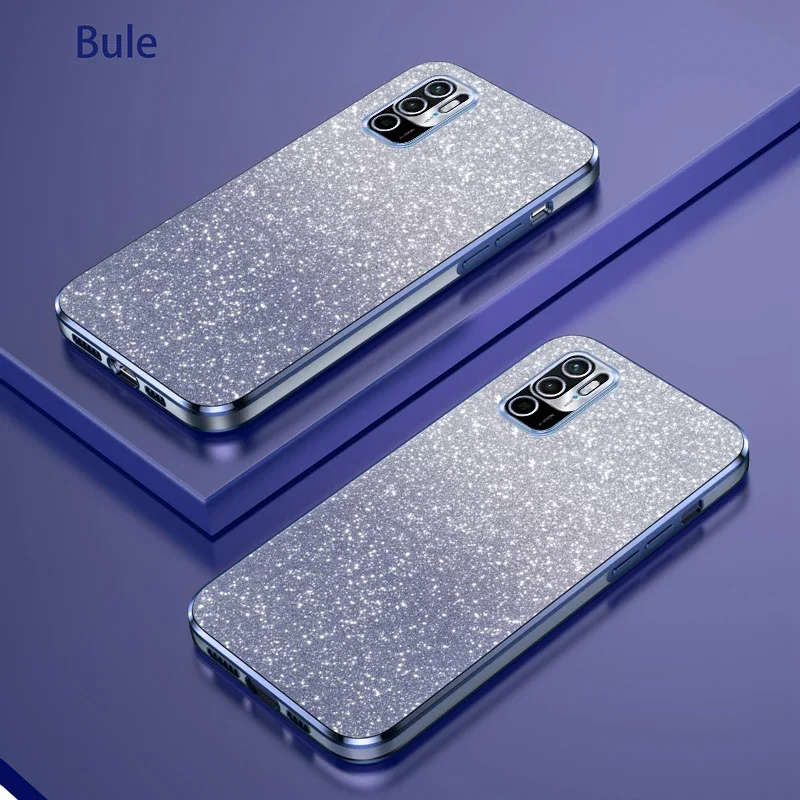 For Xiaomi Redmi Note 10 Note10 5G Phone Case Note10 5G Luxury Gradient Glitter Plating Silicone Back Cover Funda