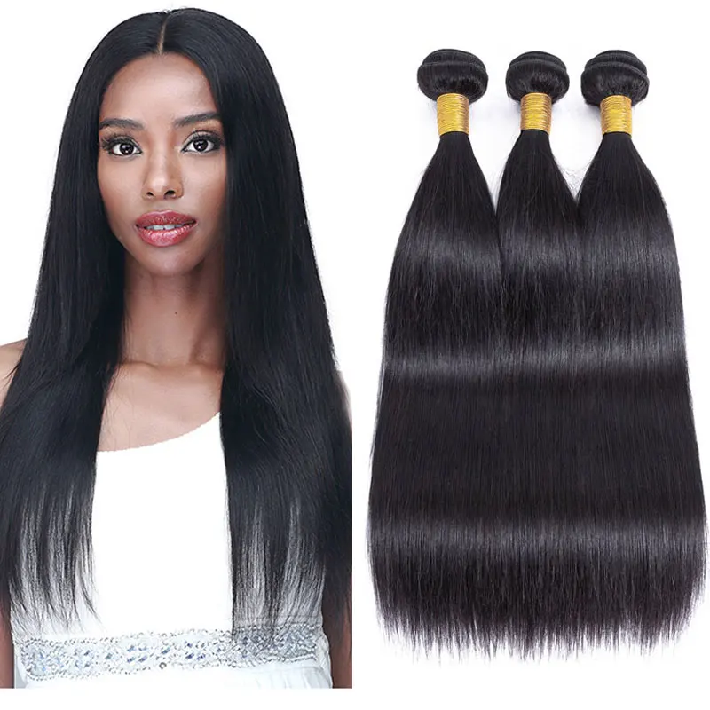100% Human Hair Bundles 8-30 inch Straight Bundles Human Hair 100g/pc Natural Black Peruvian Hair Weave Bundles Double Weft
