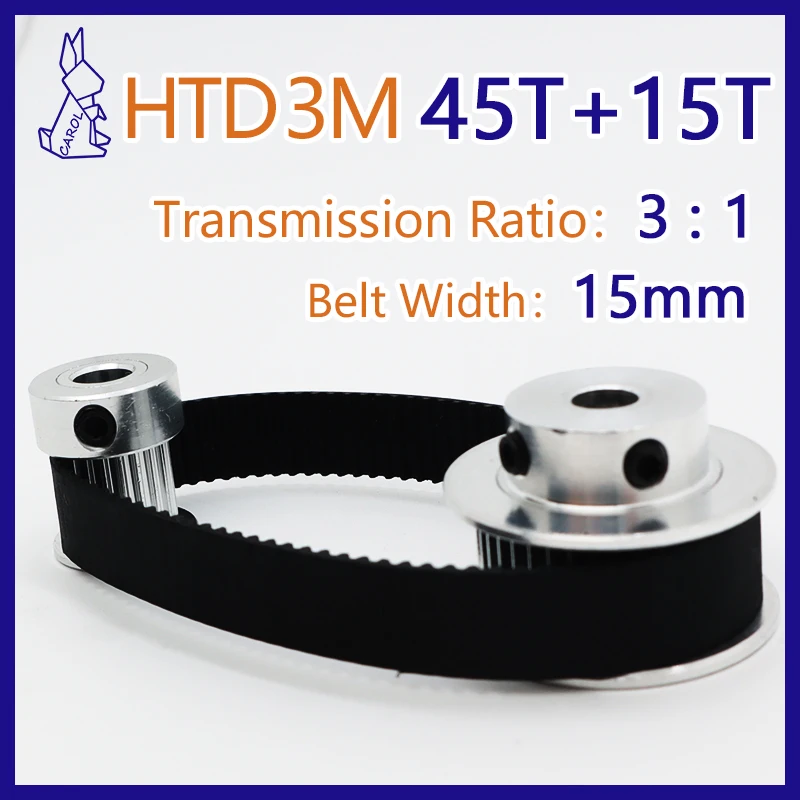 45Teeth 15Teeth HTD 3M Belt Pulley Set Belt Width 15mm 15T 15 Teeth 45T 45 Teeth 3M Timing Pulley Set HTD3M Synchronous Wheels