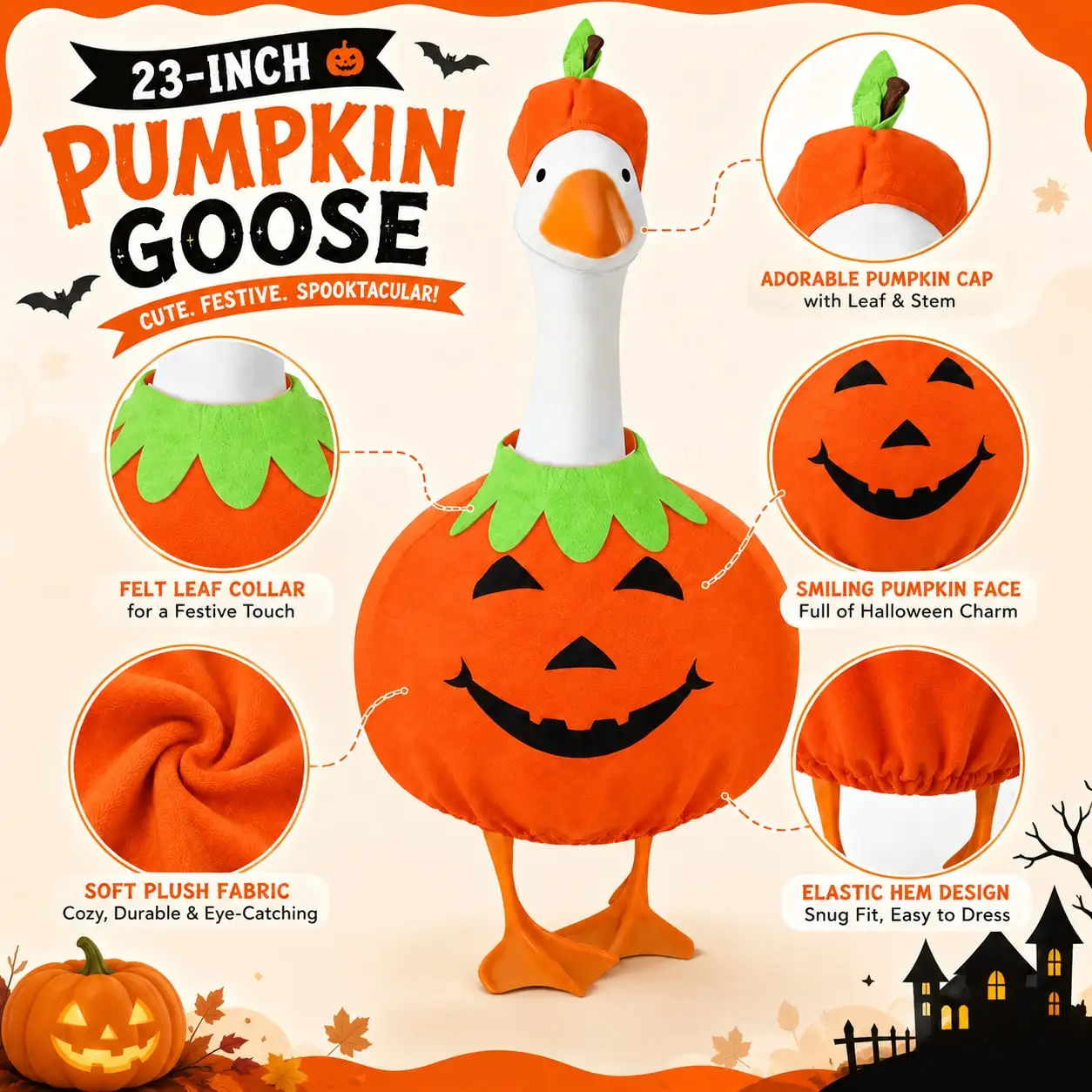 Halloween Pumpkin-Style Goose Costume for Children Adults Unisex Cartoon Animal Outfit One Size Fits Most