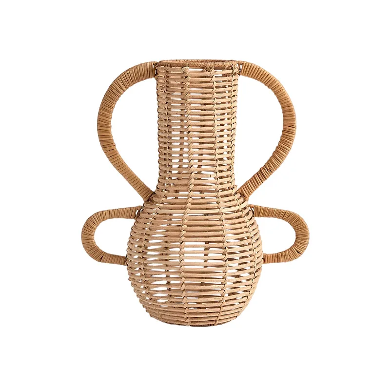 Hand-woven vase rattan texture dry flower vase rattan flower arrangement vase craft ornament