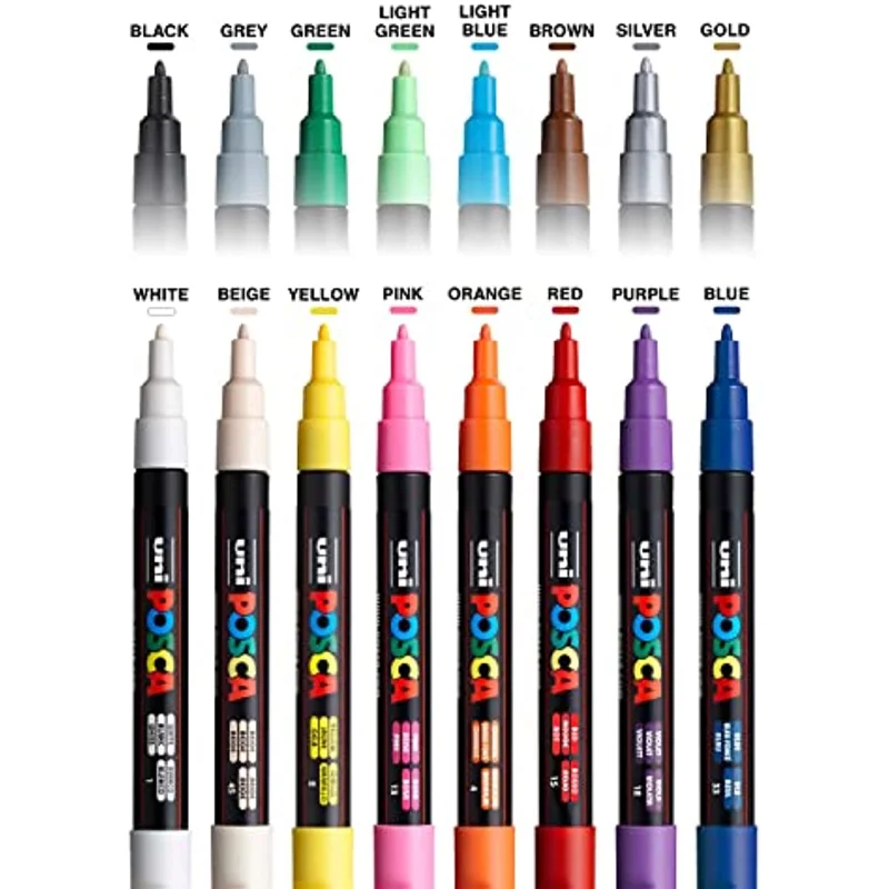 Neue uni posca set farben acryl farbe stifte pc1m pc3m pc5m reversible feine punkt stifts pitzen für kunst liefert stoff marker