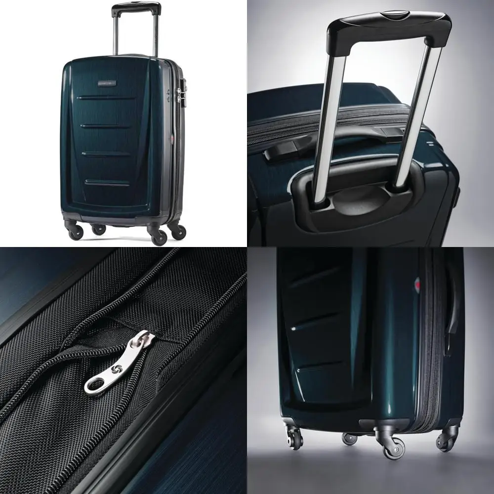 Equipaje giratorio expandible de color verde azulado medio con lado duro, 24 pulgadas, perfecto para viajes y necesidades de equipaje facturado