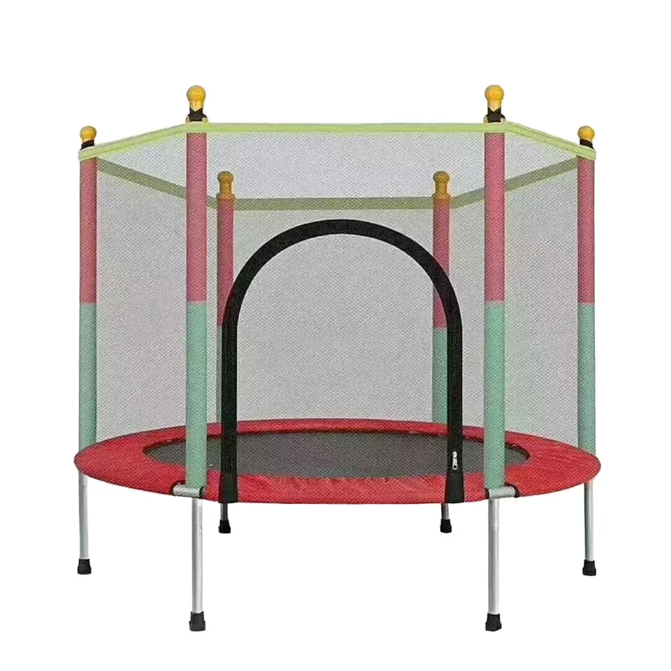 2026 Wholesale 4.5FT Mini Yellow Trampoline Unisex Indoor Fitness Park Baby Trampoline with Foam Plastic PVC Material for Boys G