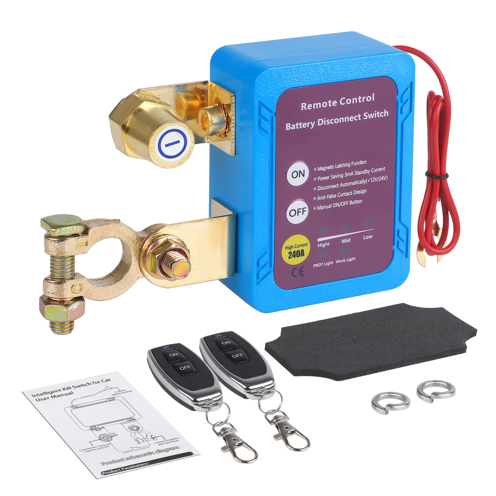 Afstandsbediening Batterij Disconnect Switch 12v 240A Upgrade Smart Voltage Voorkomen Batterij Afvoer Kill Switch Anti-Diefstal voor CarTruck RV