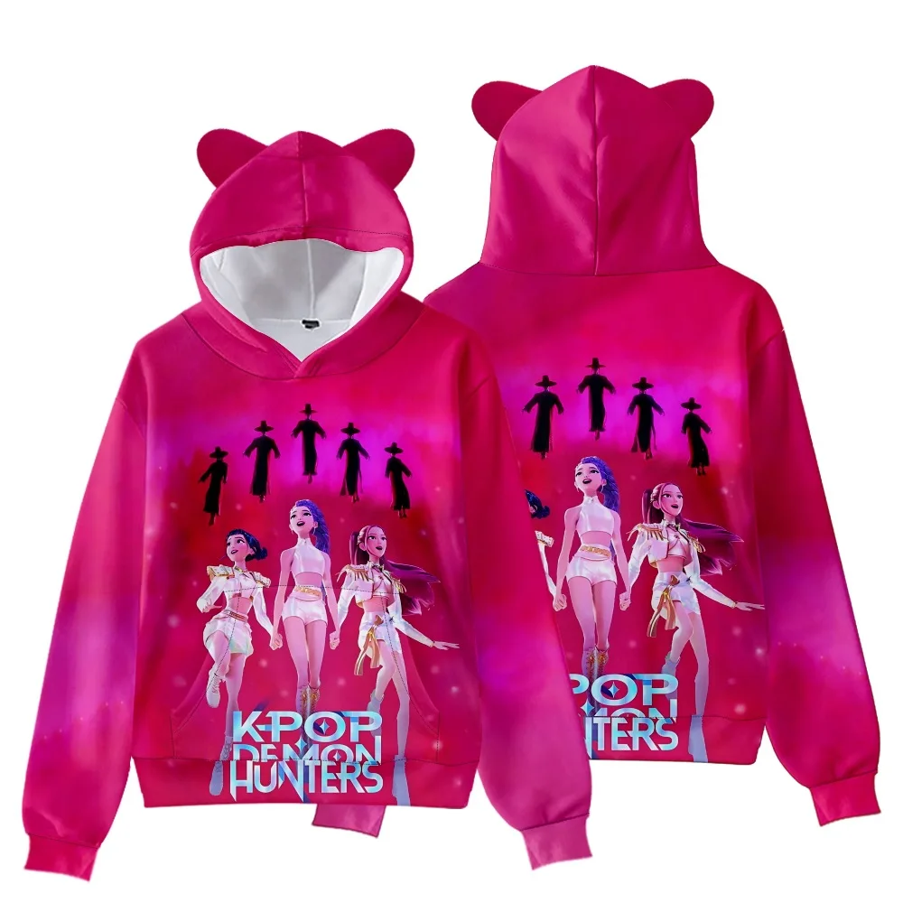 KPOP Demon Hunters Cosplay orejas de gato Sudadera con capucha suéter Fiesta Temática de Halloween juego de rol disfraz para niños adultos