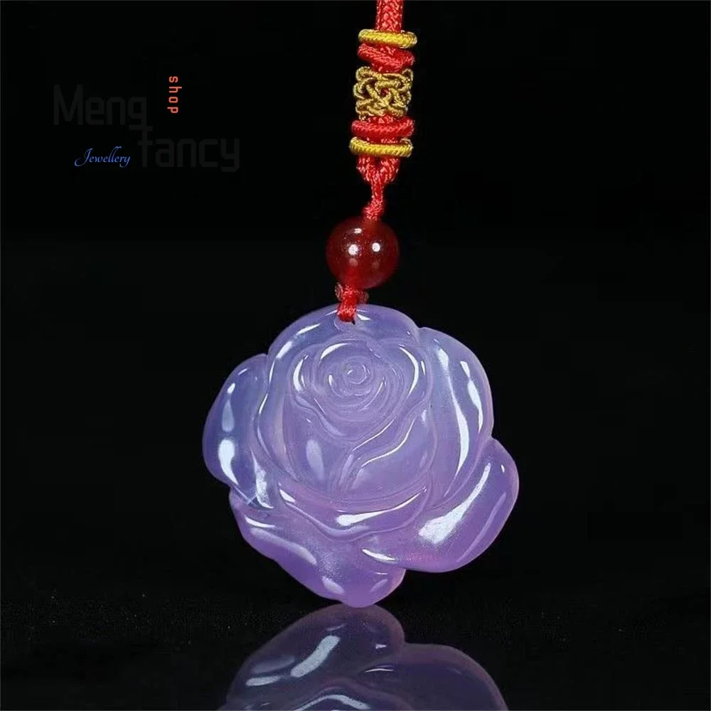 

Natural Agate High Ice Chalcedony Violet Blossom Pendant Simple Exquisite High-grade Sexy Young Girls Luxury Quality Jewelry