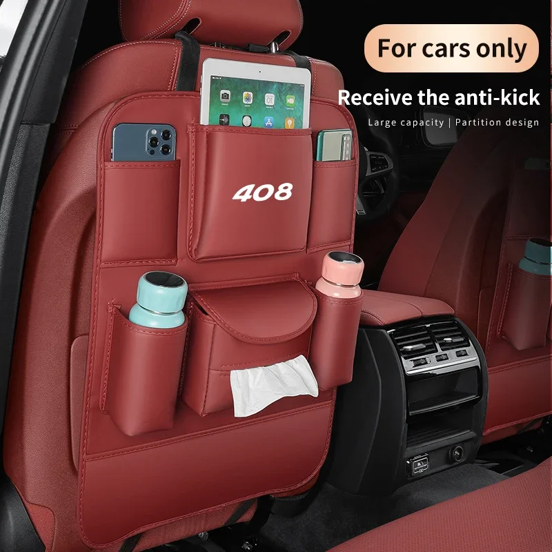 For Peugeot 408 Car 4 Colors Selectable Organizer Back Storage Bag Backrest Protection Anti-kick Pad Auto Interior Accessories image 2