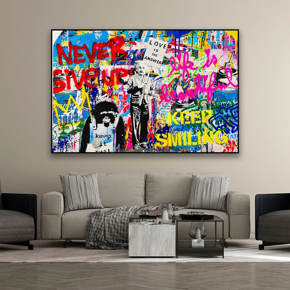 

Banksy Love Is All We Need Prints Graffiti Art Poster Pop Street Abstract Canvas Painting Colorful Home Room Office Decoration