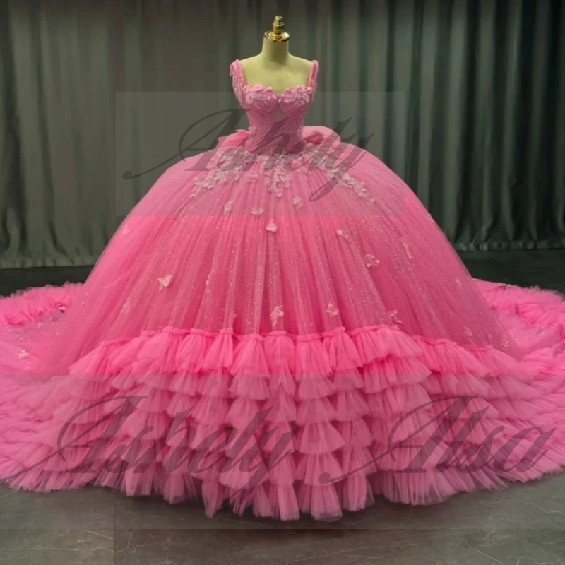 A3523 luxo princesa menina quinceanera vestido contas apliques ruched grande arco inchado tule baile de formatura festa pageant wear 15 16 personalizado