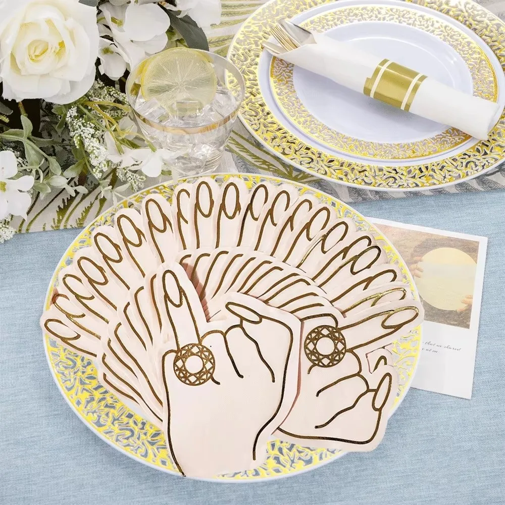 20pcs Funny Disposable Bachelorette Party Napkins Eco-friendly Ring Finger Napkins Wedding Tissue Decor Engagement Party