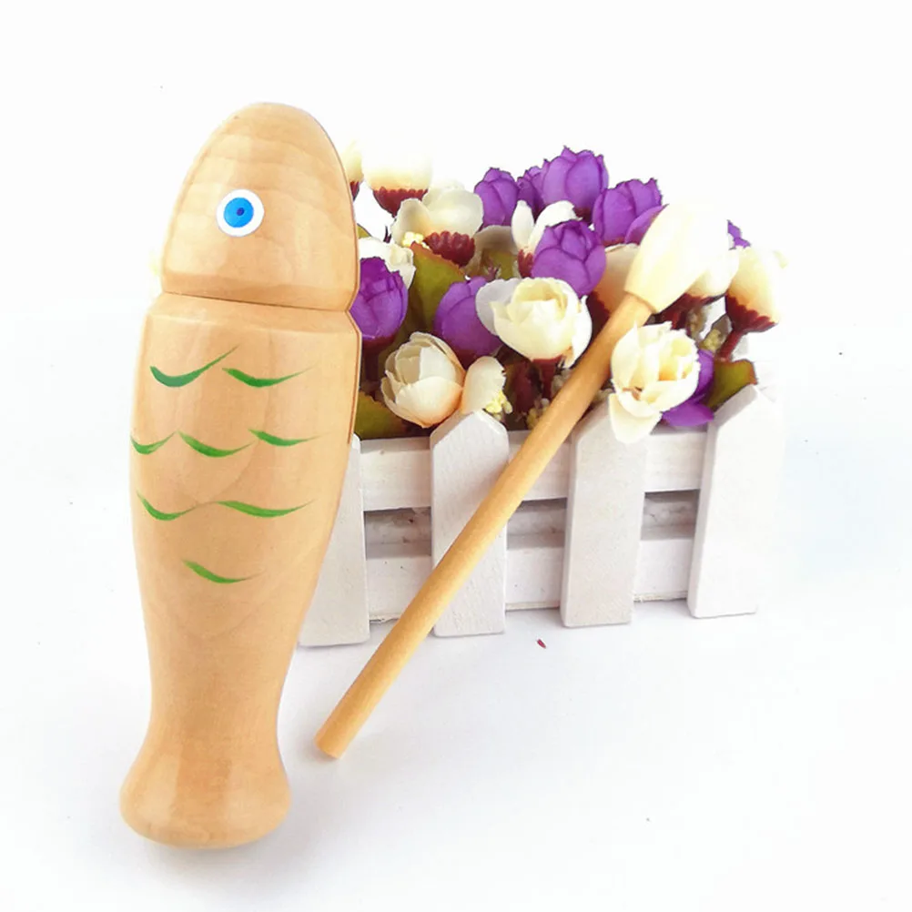 

1 set Wooden Fish Instrument Kids Toys Safe Creative Development Infant Percussion Rhythm Musical Playthings Learning