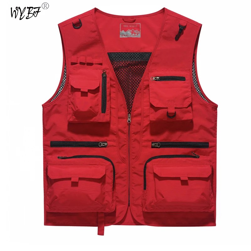 Men's Vest Multi-Pocket Thin Trend Mesh Breathable Detachable Waistcoat Outdoor Mountaineering Fishing Casual Vest Male