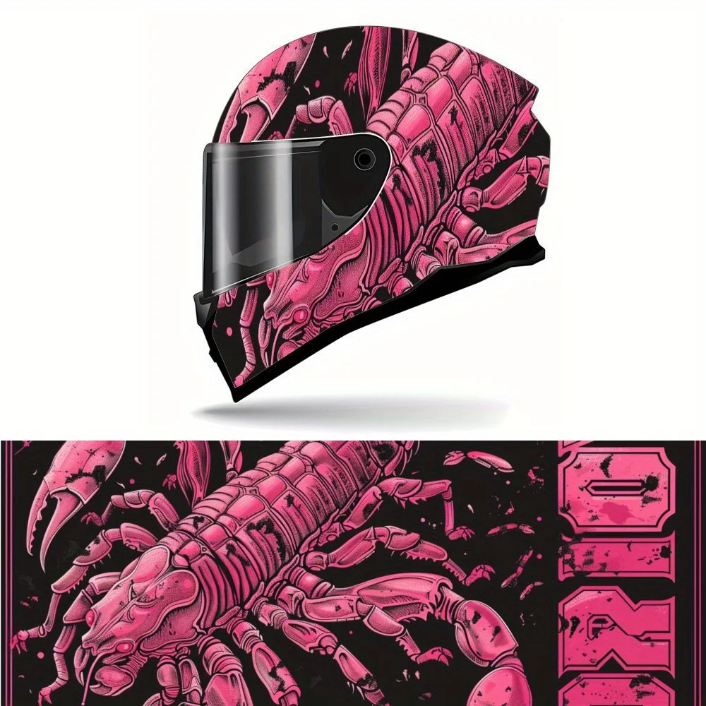 

Neon Pink Sci - Fi Scorpion Print Full Helmet Wrap Sticker Motorcycle Helmet Racing Graphic Decal Vinyl Wrap Helmet Decorative S