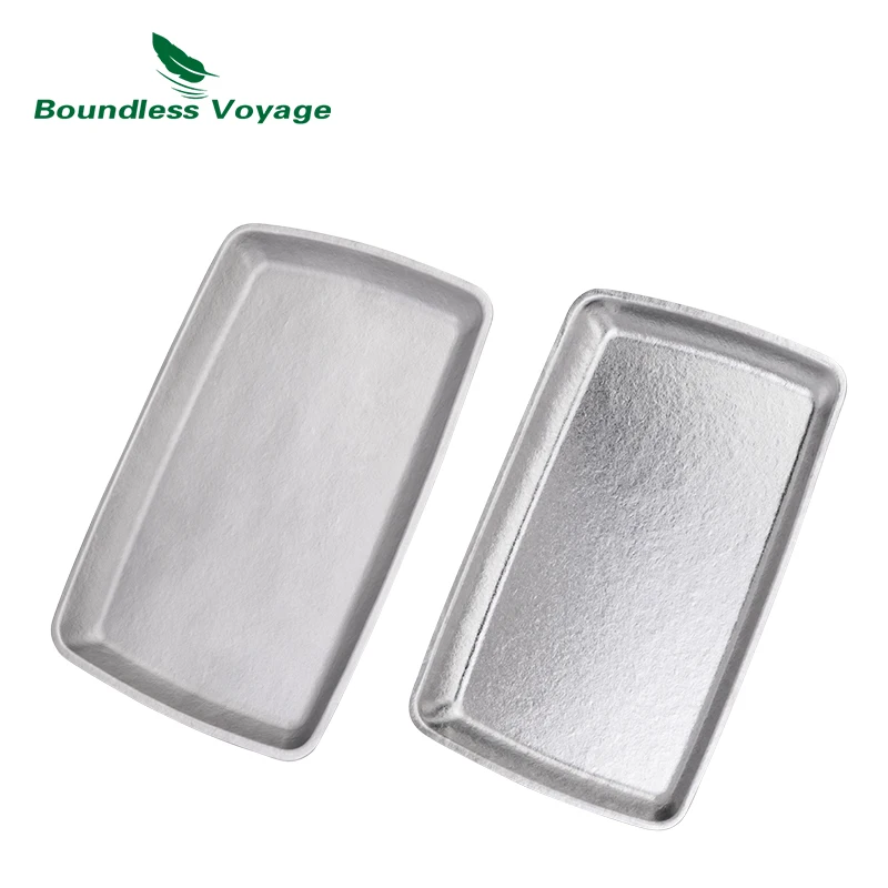Prato de Jantar Quadrado de Titânio Boundless Voyage para Camping, Prato de Servir para Bife, Massa, Pizza, Aperitivos Ti1149T