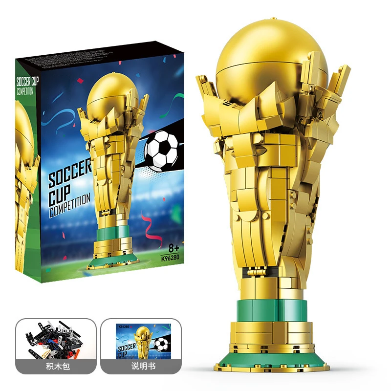 Beroemde voetbaltrofee bouwstenenset, voetbalschoenmodelkit voor fans en verzamelaars, doe-het-zelf speelgoed voor tieners en volwassenen, cadeau