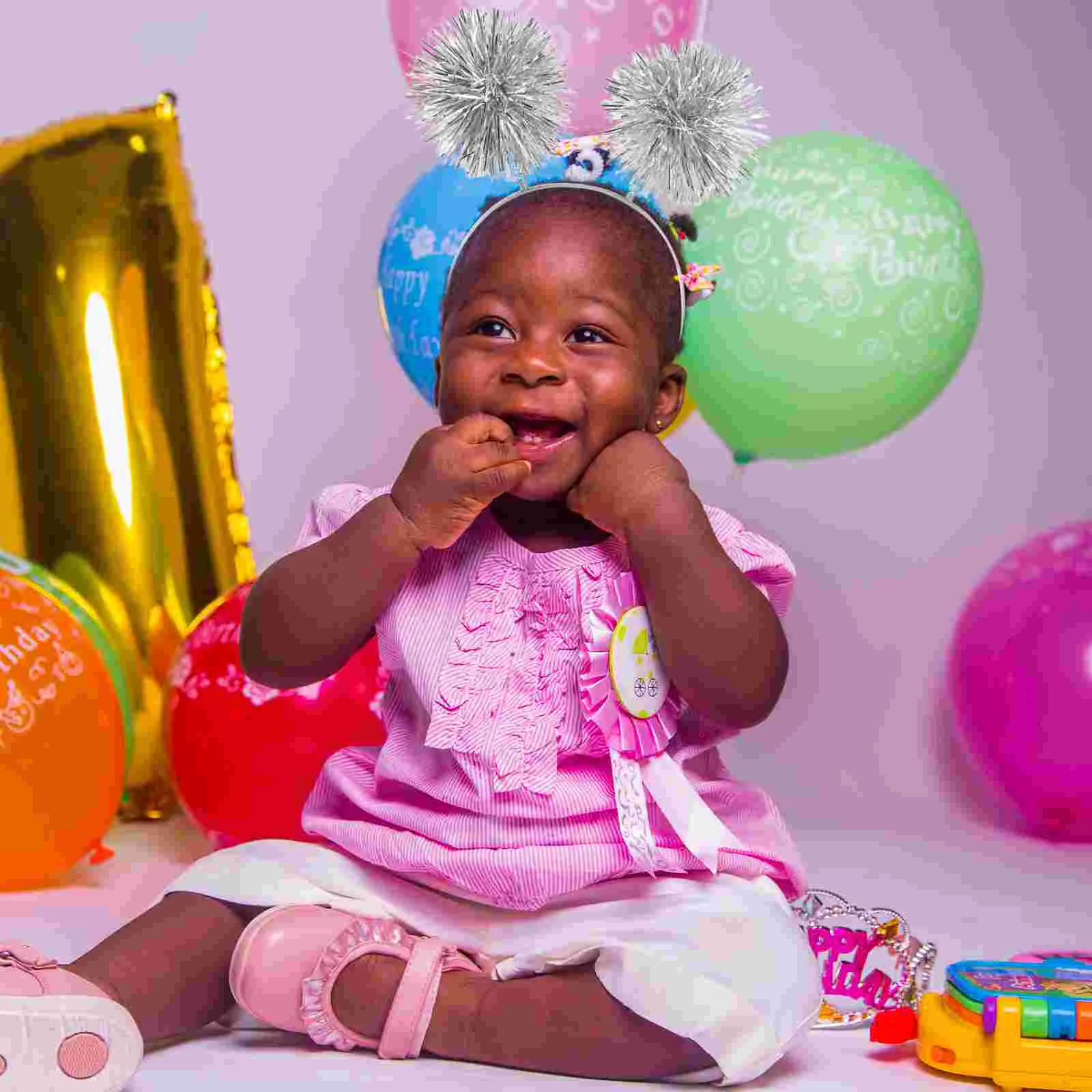 Haarschmuck Pompom Stirnband Halloween Bopper Silber Wacky Kopfbedeckung Handband Kind