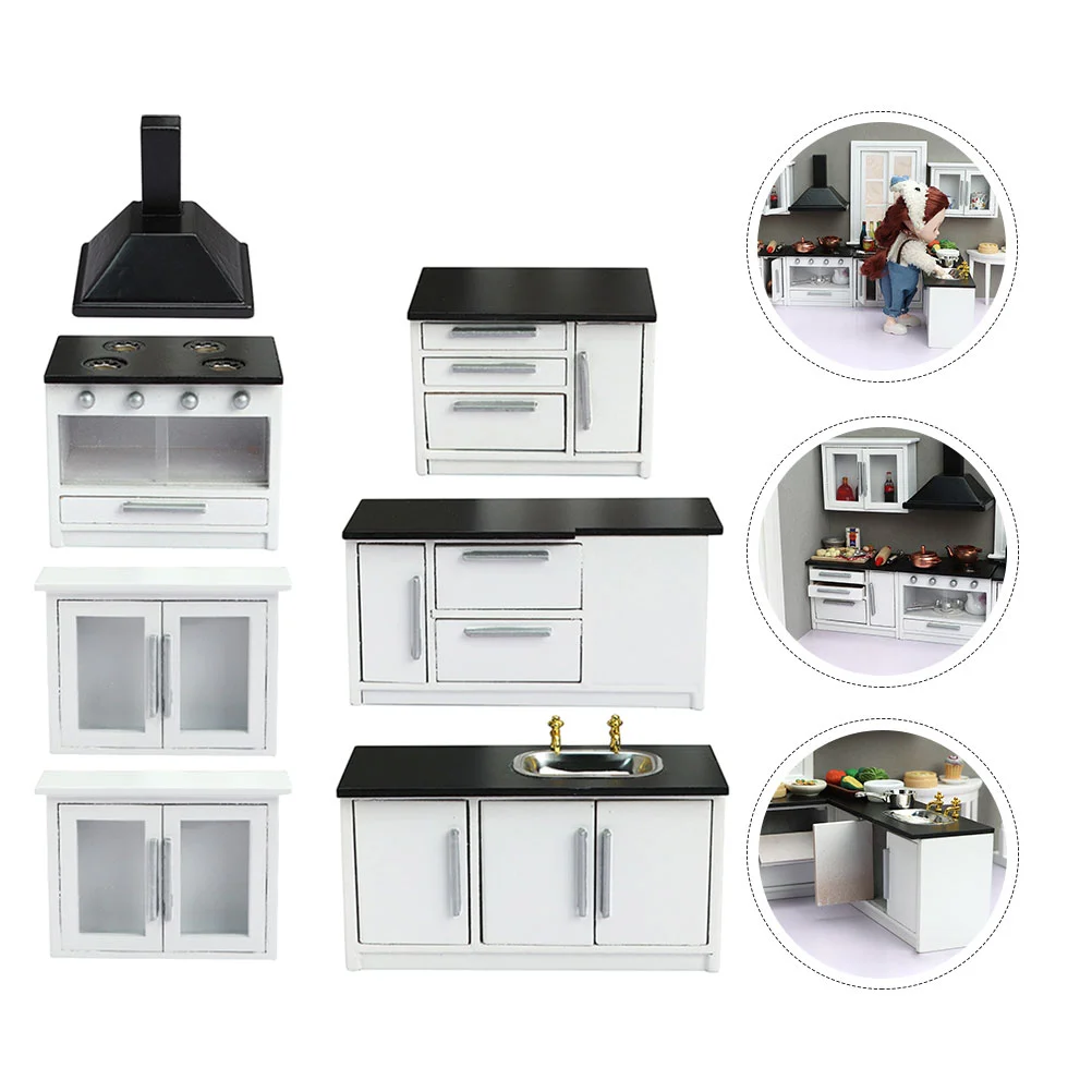 Simulated Kitchen Utensils House Miniature Model Tiny Furniture Small Prop Gas Stove Wooden Furnishings