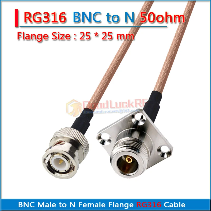 

L16 N Male Flange to Q9 BNC Male 25 * 25 mm plug Pigtail Jumper RG316 Extend cable copper RF Connector Coaxial Low Loss 50 ohm