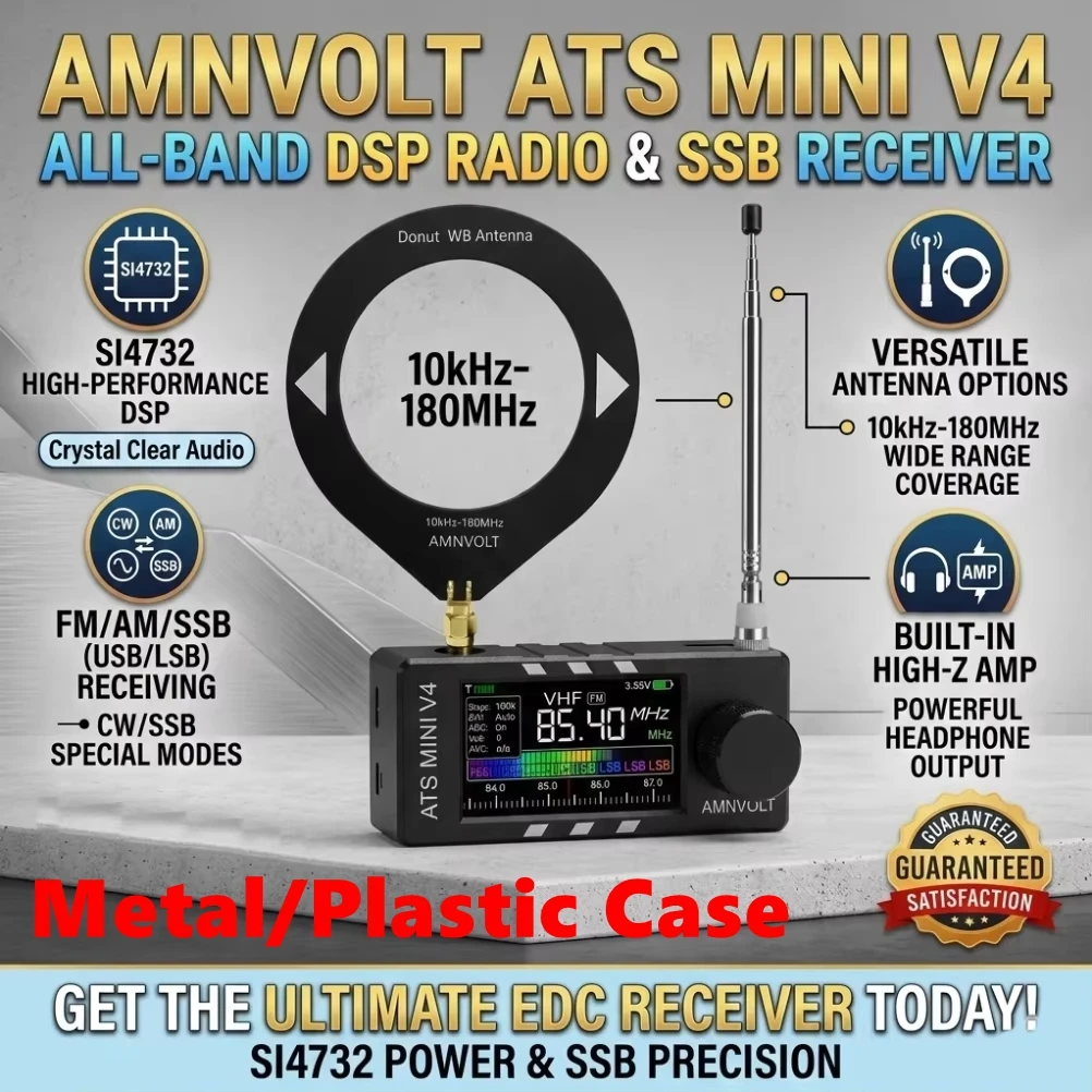 

Радиоприемник AMNVOLT V4 ATS MINI с усилителем для наушников, USB, транзисторный, карманный, на базе Si4732 DSP, для использования в помещении и на улице