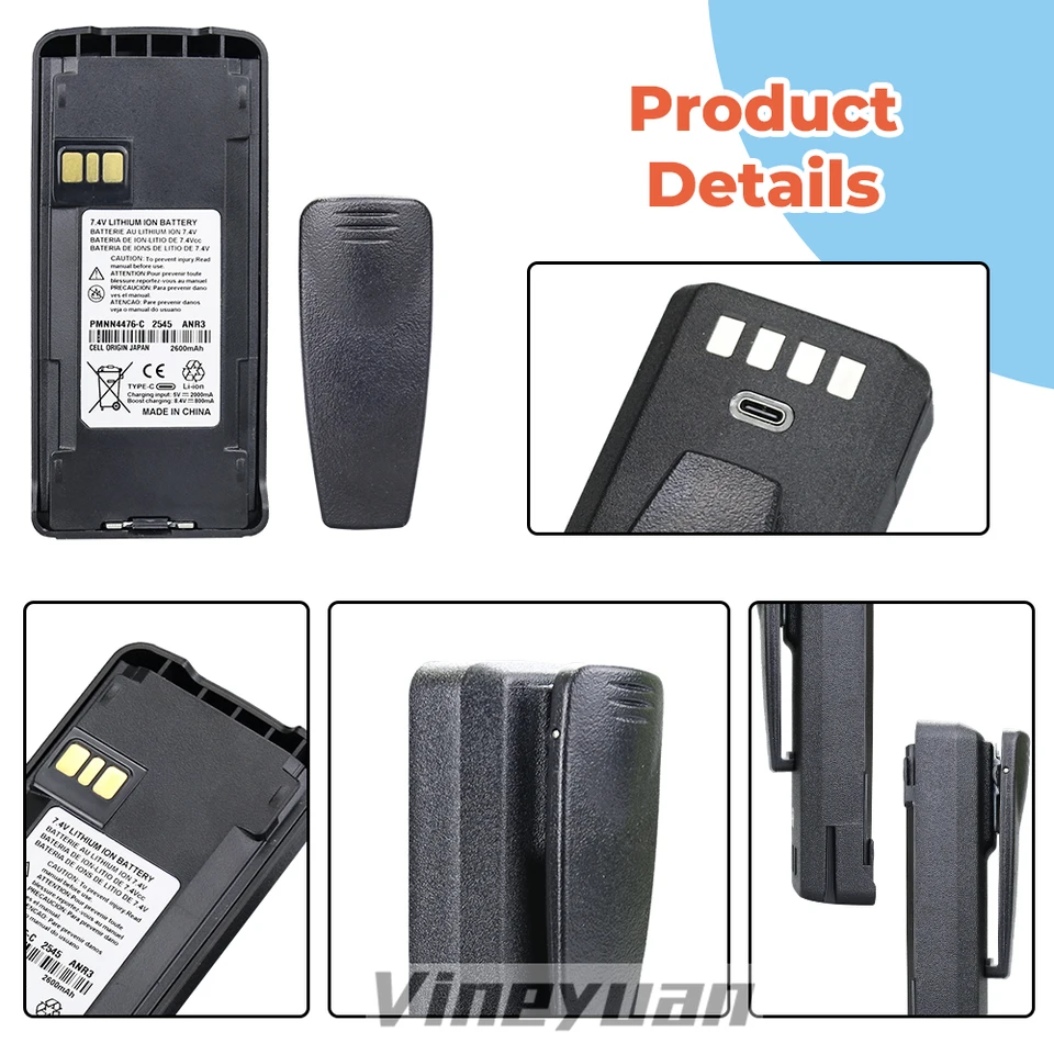 Vhbw 5 Batterie NiMH Per Motorola CP200, CP180, CP140 – 1800mAh 7.2V, Ricambio Per Radio