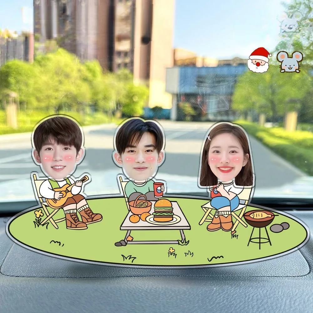 Picture Car Accessories Cute Cartoon Couples Shake Head Action Figurines Family Photo Custom Ornament Auto Interior Dashboard