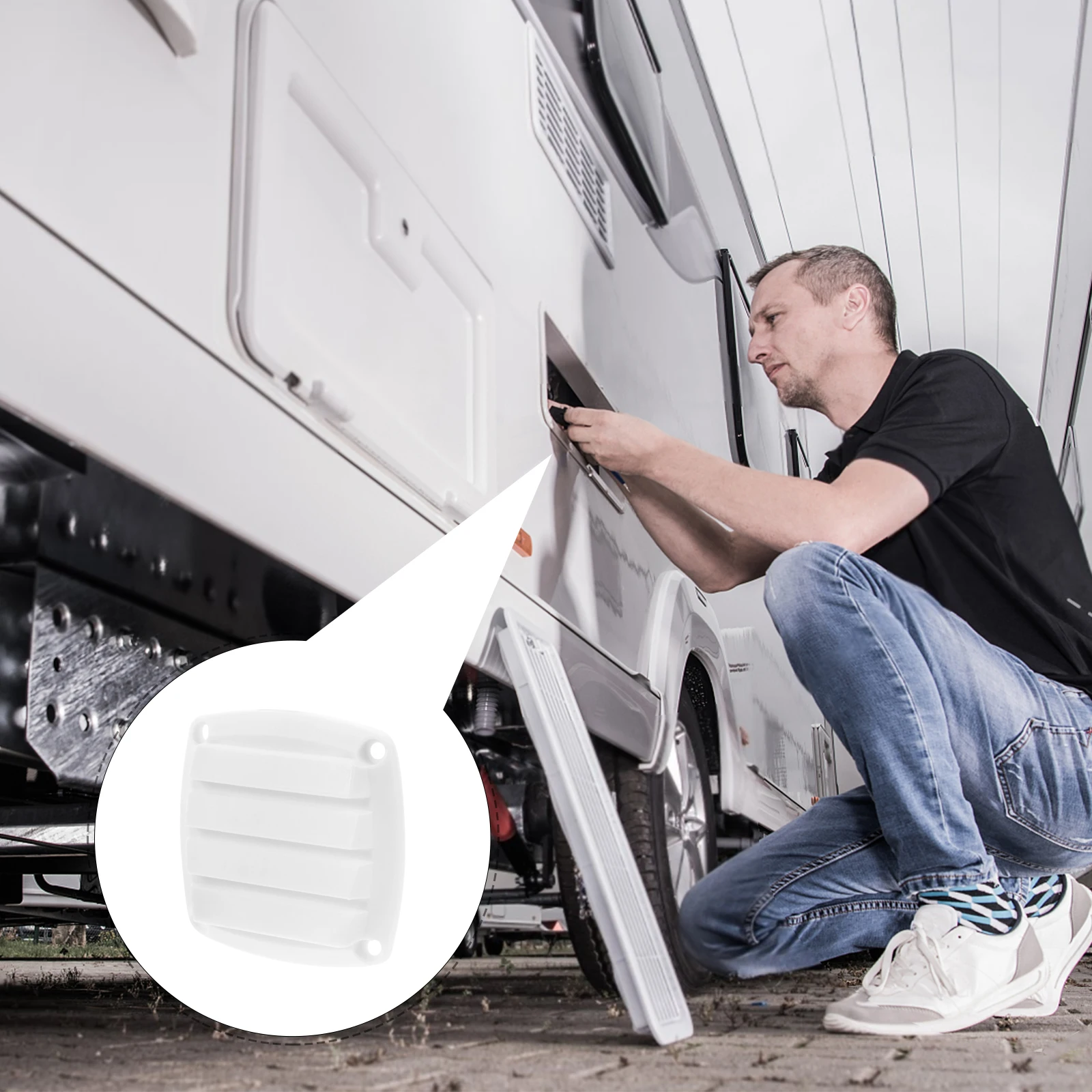 

Louvered Vent Cover White Color Wall Grille for Yacht RV Boat Trailer Vents Airflow Heat Dissipation Marine Louvers Ventilation