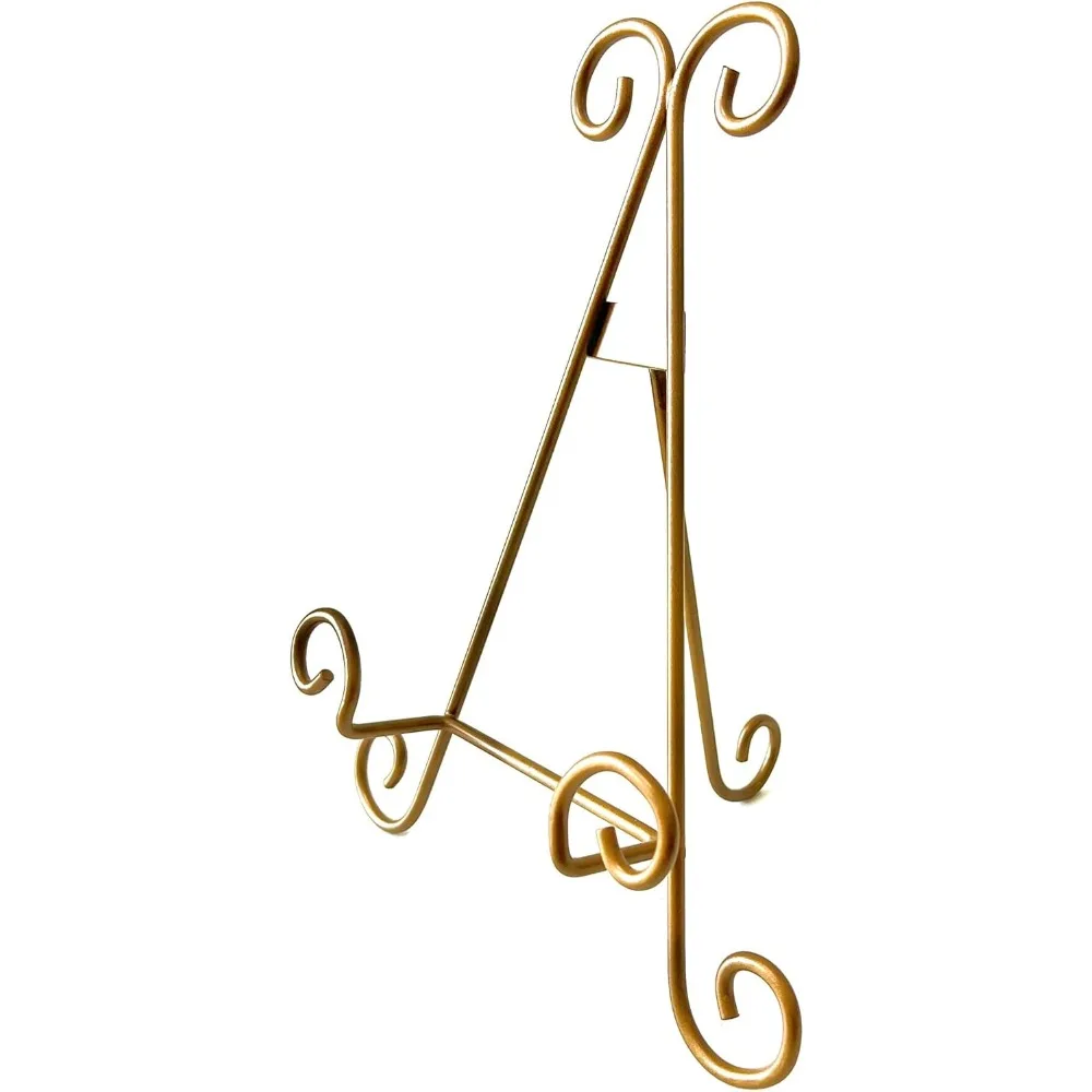 gold easel, tabletop plate and art holder, (gold, 12") (multiple sizes)