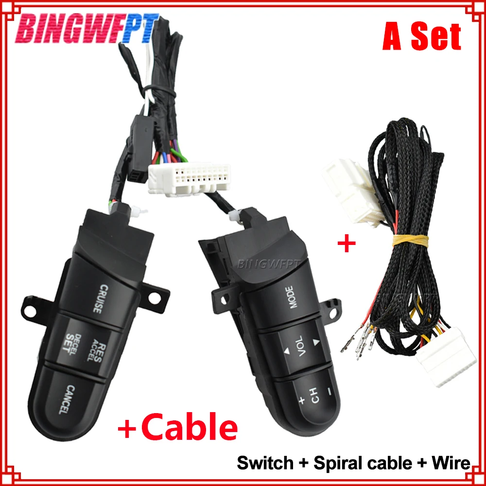 

1 Set Steering Wheel Control Buttons Audio Volume Control Button With Cables Cruise Switch For Honda Civic 2006 2007 2008