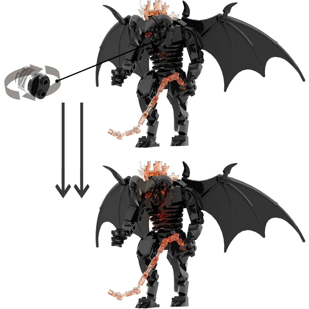 MOC the Rings Balrogs Flames Demons Model Building Blocks Black Monster Demon Creature Characters diy Bricks Toy for Kids Gift