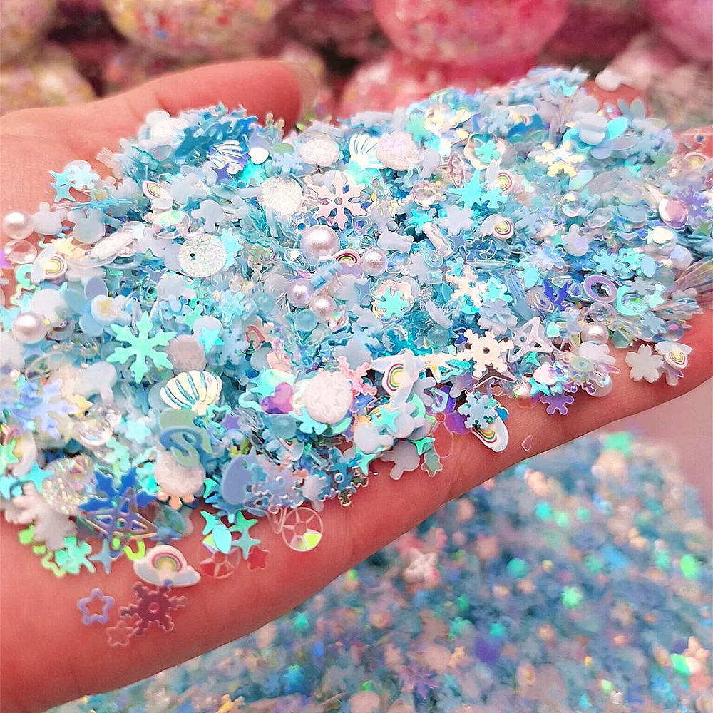 Luminous Hot Clay Slices And Glitter Sequin Mixed Star Heart Flower Beads Fluorescent Flake Glow in The Nail Art Manicure Decor