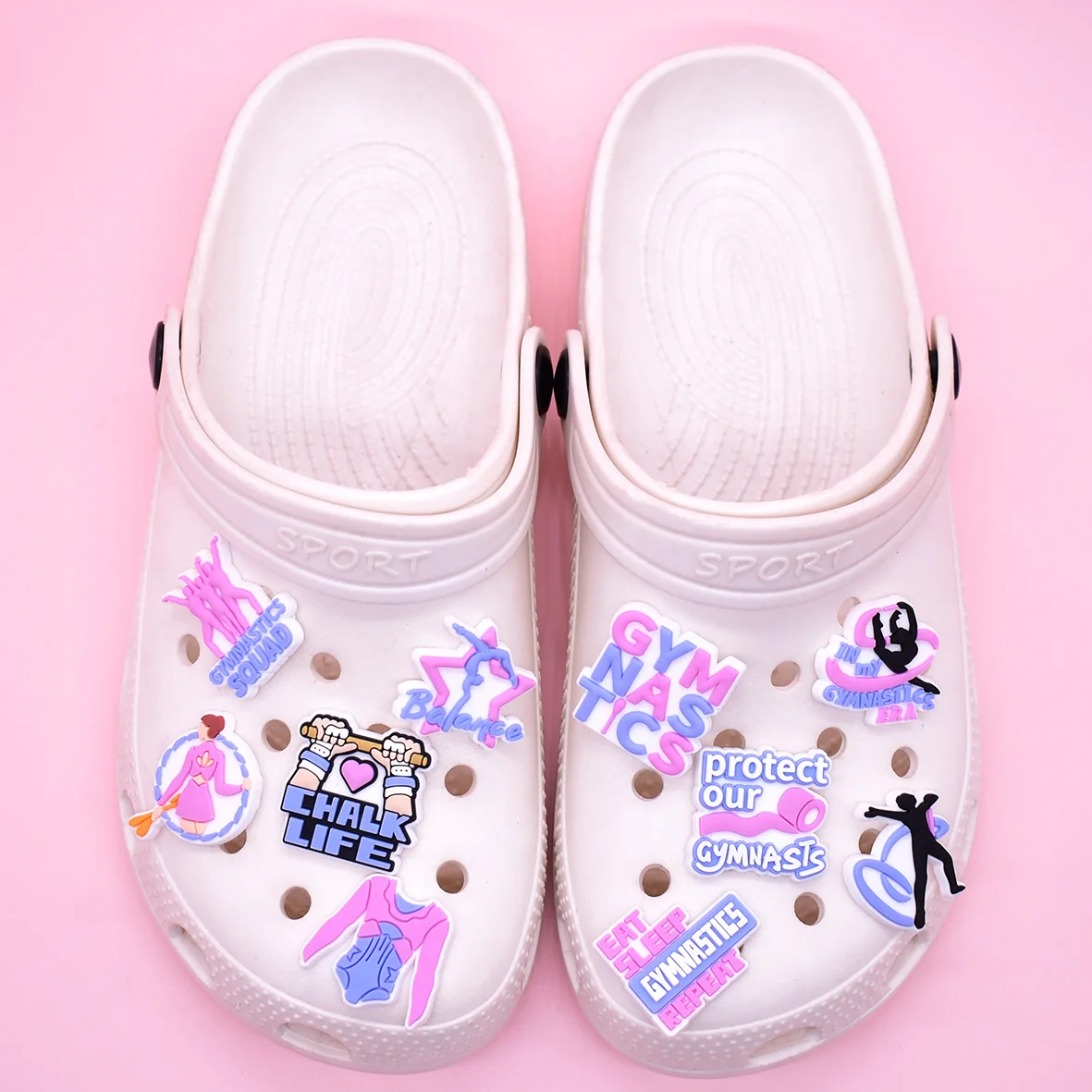 My Gymnastics Era Shoe Pins Cartoon Equipment Shoe Clips Trendy Sports Themed PVC Shoe Buckles Compatible with Clogs & Backpacks
