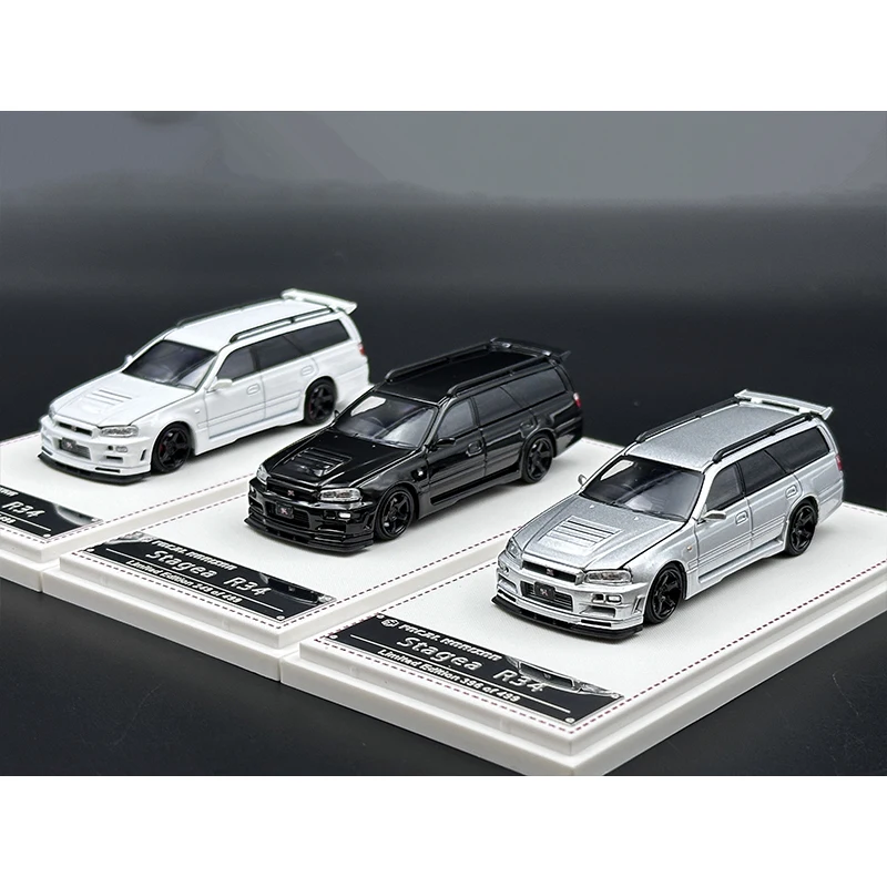 FH In Stock 1:64 Skyline GTR R34 Stagea WC34 260RS Opened Hood Diecast Diorama Car Model Collection Miniature Toys Focal Horizon